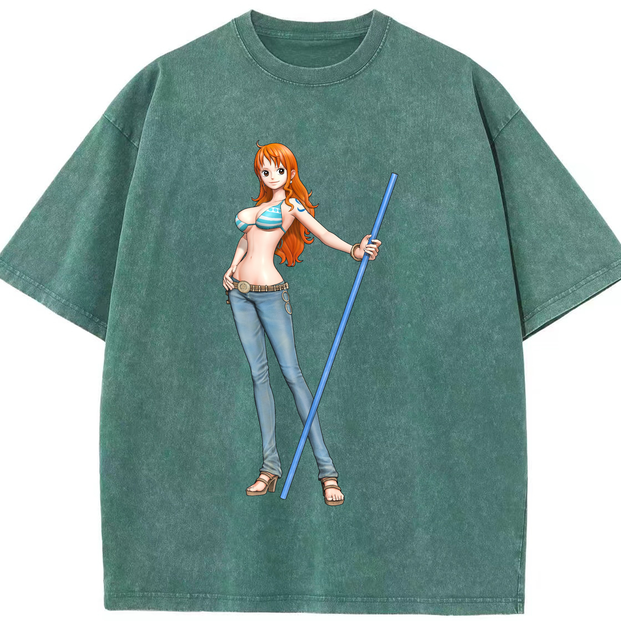 ワンピース ナミ ONE PIECE Nami 綿100% ヴィンテージ風 半袖Tシャツ（フロントプリント）